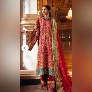 Designer ready to wear 4 pc suits, heavy work and gota.